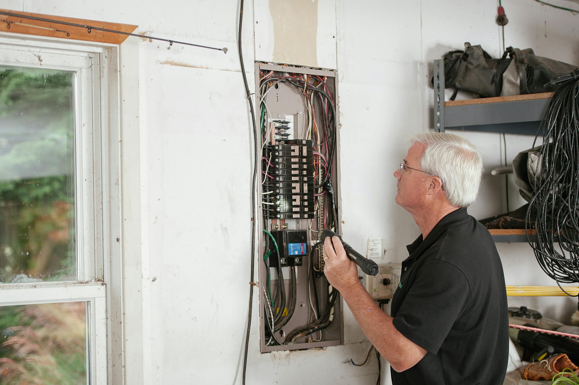 electrician installing residential electrical panel